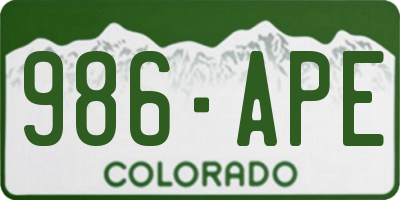 CO license plate 986APE