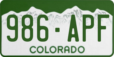 CO license plate 986APF
