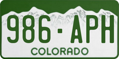 CO license plate 986APH