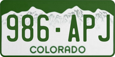 CO license plate 986APJ