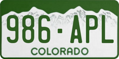 CO license plate 986APL