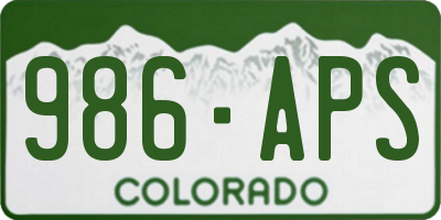 CO license plate 986APS
