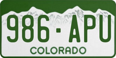 CO license plate 986APU