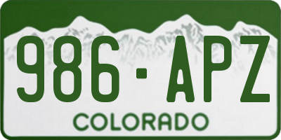 CO license plate 986APZ