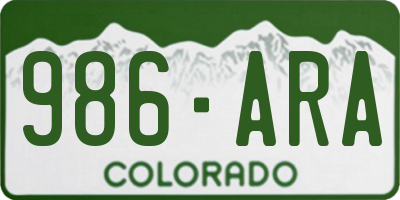 CO license plate 986ARA