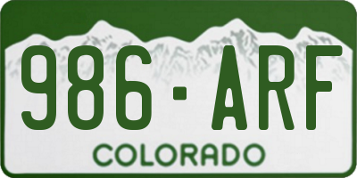 CO license plate 986ARF