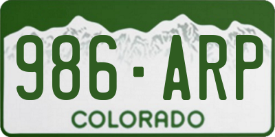 CO license plate 986ARP