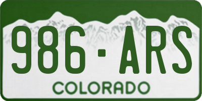 CO license plate 986ARS