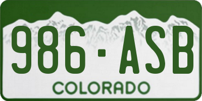 CO license plate 986ASB