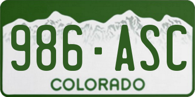 CO license plate 986ASC