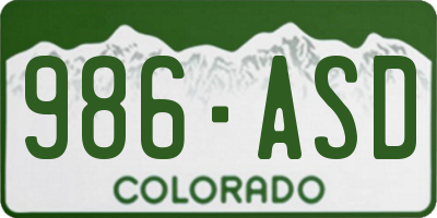 CO license plate 986ASD
