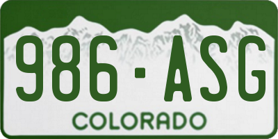 CO license plate 986ASG