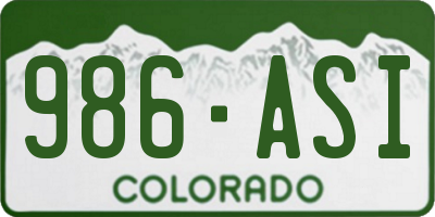 CO license plate 986ASI