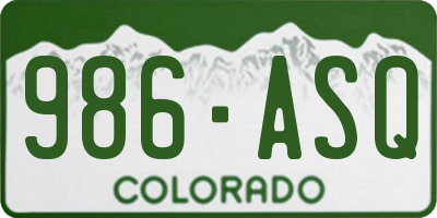 CO license plate 986ASQ