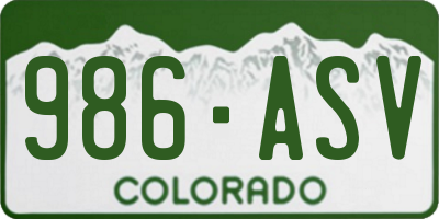 CO license plate 986ASV