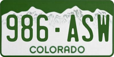 CO license plate 986ASW