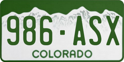 CO license plate 986ASX