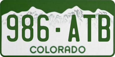CO license plate 986ATB