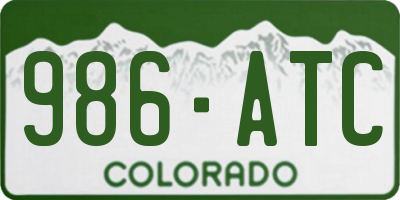 CO license plate 986ATC