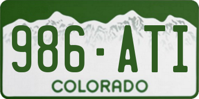 CO license plate 986ATI