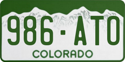 CO license plate 986ATO