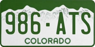 CO license plate 986ATS