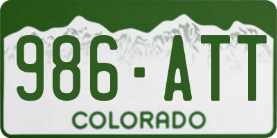 CO license plate 986ATT