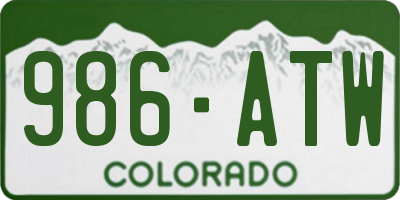 CO license plate 986ATW