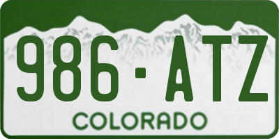CO license plate 986ATZ