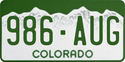 CO license plate 986AUG
