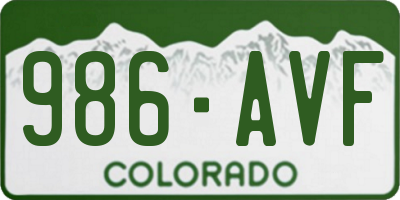 CO license plate 986AVF