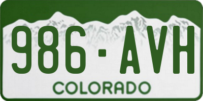 CO license plate 986AVH