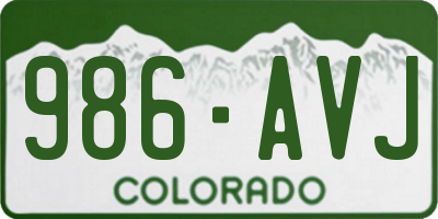 CO license plate 986AVJ
