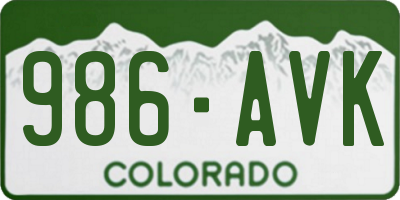 CO license plate 986AVK
