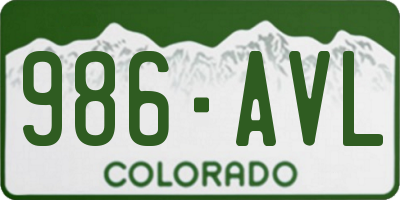 CO license plate 986AVL