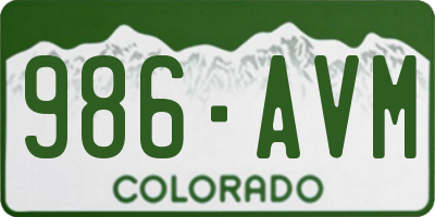 CO license plate 986AVM