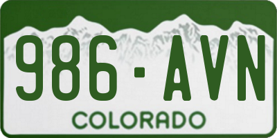 CO license plate 986AVN