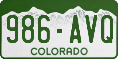 CO license plate 986AVQ