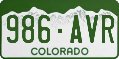 CO license plate 986AVR