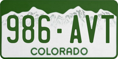 CO license plate 986AVT