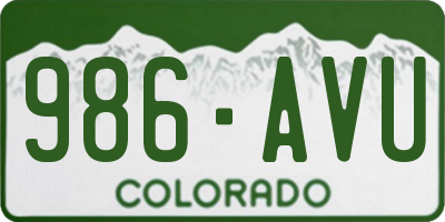CO license plate 986AVU