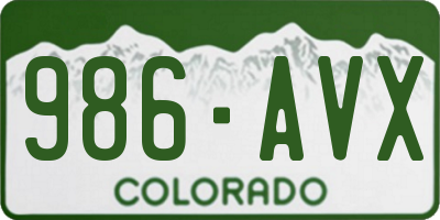 CO license plate 986AVX