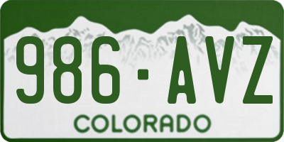 CO license plate 986AVZ
