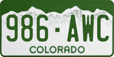 CO license plate 986AWC