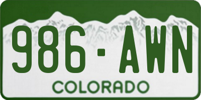 CO license plate 986AWN