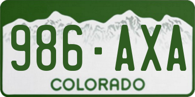 CO license plate 986AXA