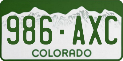 CO license plate 986AXC