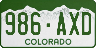 CO license plate 986AXD