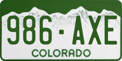 CO license plate 986AXE