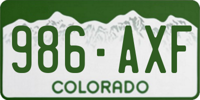 CO license plate 986AXF